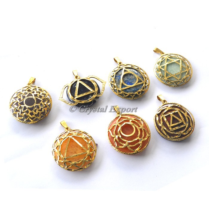 7 Chakra Metal Pendant With Real Gemstones - Various Designs & Varieties