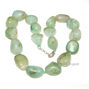 Light Green Onyx Tumbled Necklace. Gemstone Necklace