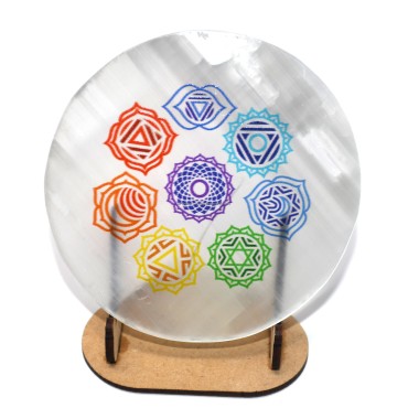 Selenite Coaster With Seven Chakra