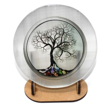 Selenite Coaster With Tree Of Life