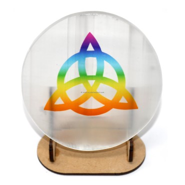 Selenite Coaster With Triquetra Celtic