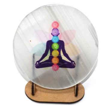 Selenite Coaster With Buddha With Chakra