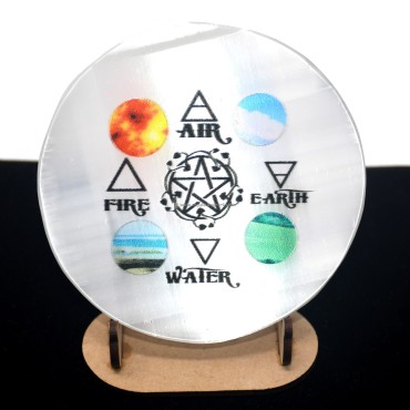 Selenite Coaster With Five Elements