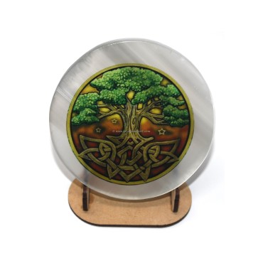 Selenite Coaster With Tree of Life Charging
