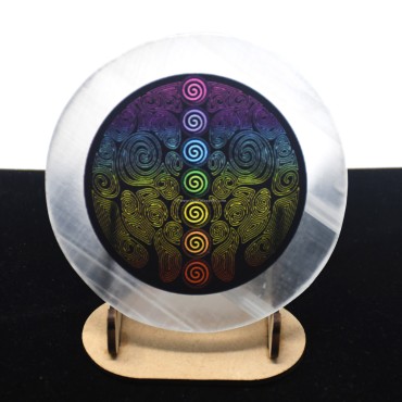 Selenite Coaster With Swirls Tree