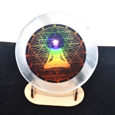 Selenite Coaster With 7 Chakra Budhdha