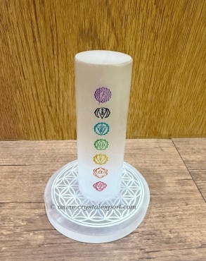 Selenite Charging Tower with Flower of Life